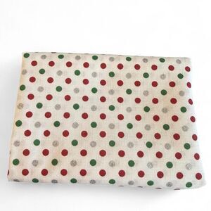 18"X 21"Christmas Polka Dot Fat Quarter| Red Green Silver Dot Cotton Fabric